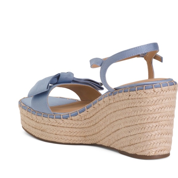 Ted Baker Light Blue Bow Espadrille Wedge Sandals - Picture 2 of 4